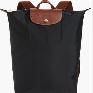 Longchamp Black and Brown Backpack